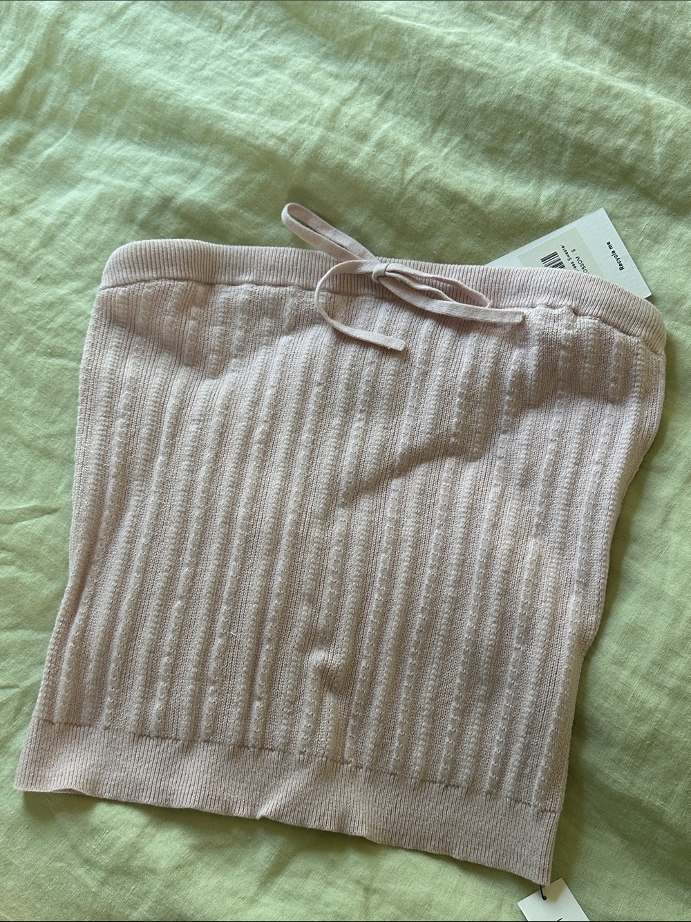 Reformation Ribbed Off-the-Shoulder Tube Sweater in Light Pink